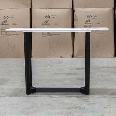 The New York Carrara Marble Hall Table available to purchase from Warehouse Furniture Clearance at our next sale event.