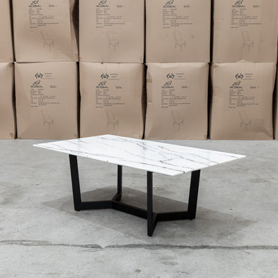 The New York Carrara Marble Coffee Table available to purchase from Warehouse Furniture Clearance at our next sale event.