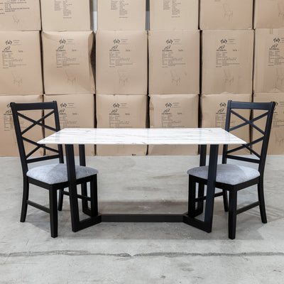 The New York 150cm Carrara Marble Dining Table available to purchase from Warehouse Furniture Clearance at our next sale event.