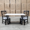 The New York 150cm Carrara Marble Dining Table available to purchase from Warehouse Furniture Clearance at our next sale event.