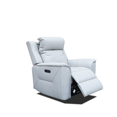 The Stratton Dual-Electric Recliner - Light Grey Leather available to purchase from Warehouse Furniture Clearance at our next sale event.