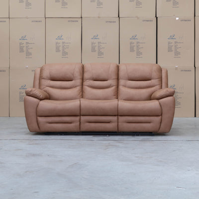The Airlie Three Seat Electric Recliner Lounge - Tan available to purchase from Warehouse Furniture Clearance at our next sale event.