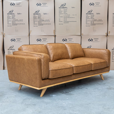 The Alpine Three Seat Leather Sofa - Antique Tan available to purchase from Warehouse Furniture Clearance at our next sale event.