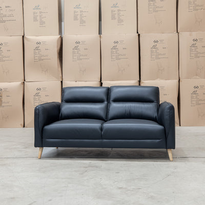The Alyssa Two Seat Leather Sofa - Black available to purchase from Warehouse Furniture Clearance at our next sale event.