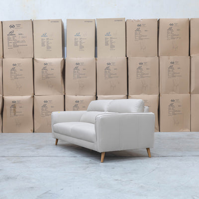 The Alyssa Three Seat Leather Sofa - White available to purchase from Warehouse Furniture Clearance at our next sale event.