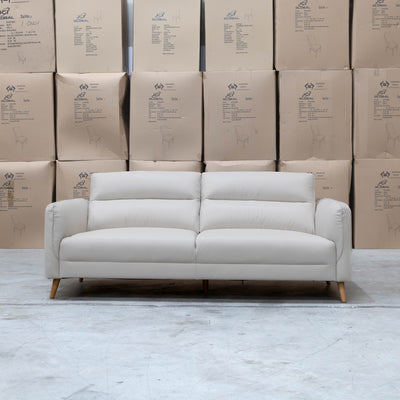 The Alyssa Three Seat Leather Sofa - White available to purchase from Warehouse Furniture Clearance at our next sale event.