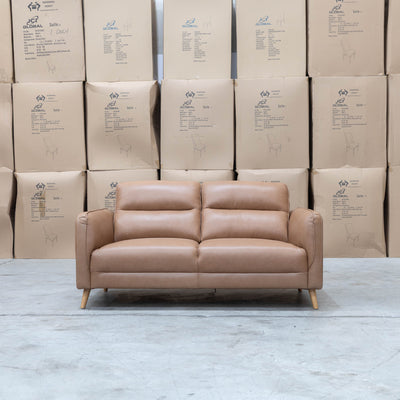 The Alyssa Two Seat Leather Sofa - Tan available to purchase from Warehouse Furniture Clearance at our next sale event.