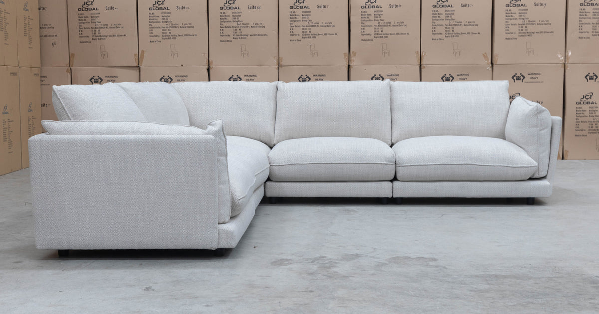 Retreat 5 Piece Feather & Foam Modular Corner Lounge Alabaster