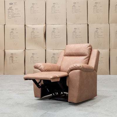 The Bari Single Recliner - Tan available to purchase from Warehouse Furniture Clearance at our next sale event.