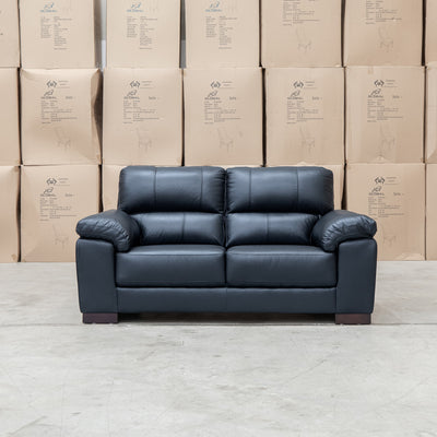 The Berkshire Two Seat Leather Sofa - Black available to purchase from Warehouse Furniture Clearance at our next sale event.