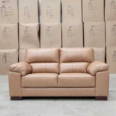 The Berkshire Two Seat Leather Sofa - Tan available to purchase from Warehouse Furniture Clearance at our next sale event.