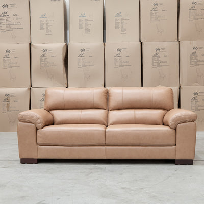 The Berkshire Three Seat Leather Sofa - Tan available to purchase from Warehouse Furniture Clearance at our next sale event.