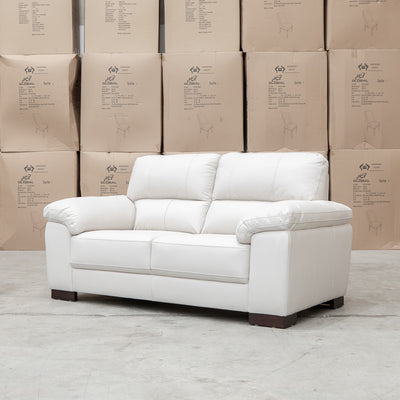The Berkshire Two Seat Leather Sofa - White available to purchase from Warehouse Furniture Clearance at our next sale event.