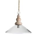 The Clear Glass Pendant Antique Light with Wood Finial - Natural/Clear - VE25 - Available In-Store Only available to purchase from Warehouse Furniture Clearance at our next sale event.