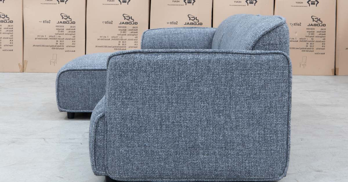 Cora Three Seat Chaise Lounge LHF Charcoal Warehouse Furniture