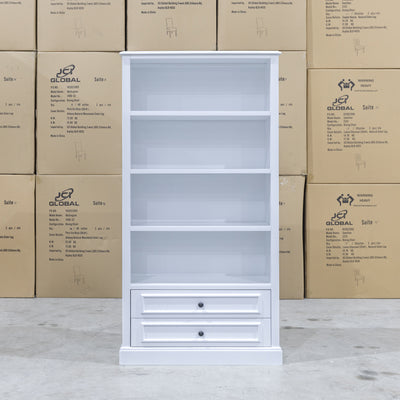 The Hampton Timber Two Drawer Bookcase available to purchase from Warehouse Furniture Clearance at our next sale event.