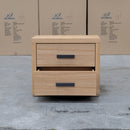 The Esca Two Drawer Bedside - Natural available to purchase from Warehouse Furniture Clearance at our next sale event.