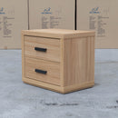 The Esca Two Drawer Bedside - Natural available to purchase from Warehouse Furniture Clearance at our next sale event.