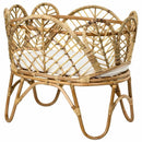 The Elise Rattan Childs Doll Bed with 6cm White Cushion - Natural - WI02 - Available In-Store Only available to purchase from Warehouse Furniture Clearance at our next sale event.