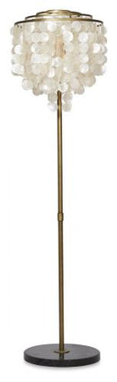 The Capiz Shell Tierred Floor Lamp - Gold/Cream - LG04 - Available In-Store Only available to purchase from Warehouse Furniture Clearance at our next sale event.
