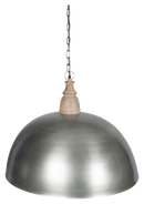 The Large Iron Pendant Light with Wood Top - Antique Silver/White Wash - VE42 - Available In-Store Only available to purchase from Warehouse Furniture Clearance at our next sale event.