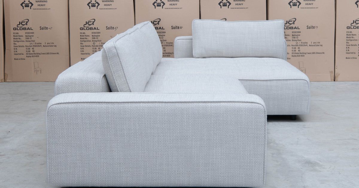 Palm Spring Contemporary Oversized RHF Double Chaise Lounge Alabaster