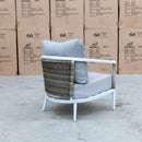 The Graysen 5 Piece Outdoor Lounge Suite available to purchase from Warehouse Furniture Clearance at our next sale event.
