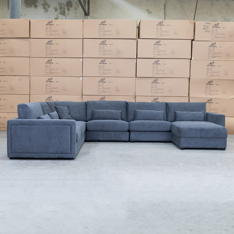 The Midtown Deep Seat Corner Lounge with Ottoman - Charcoal available to purchase from Warehouse Furniture Clearance at our next sale event.