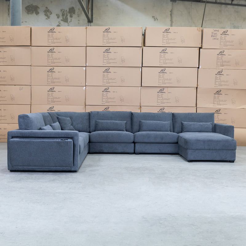 The Midtown Deep Seat Corner Lounge with Ottoman - Charcoal available to purchase from Warehouse Furniture Clearance at our next sale event.
