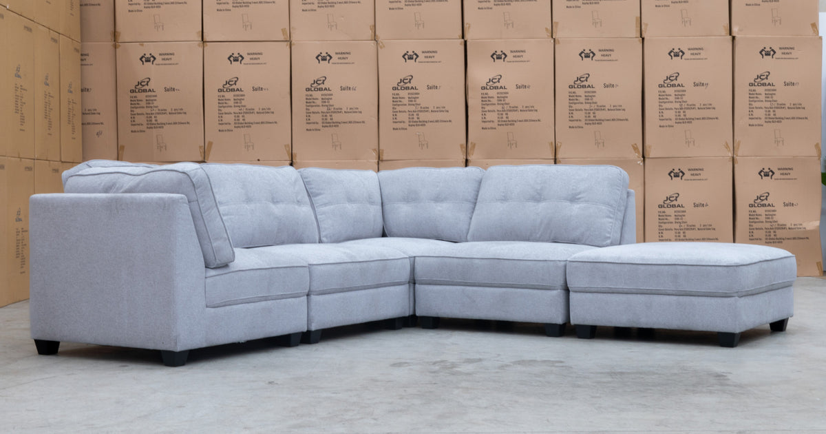 Malta Modular Corner Lounge with Ottoman Silver Available after