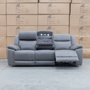 The Venus Three Seater Dual-Electric Recliner Lounge - Ash available to purchase from Warehouse Furniture Clearance at our next sale event.