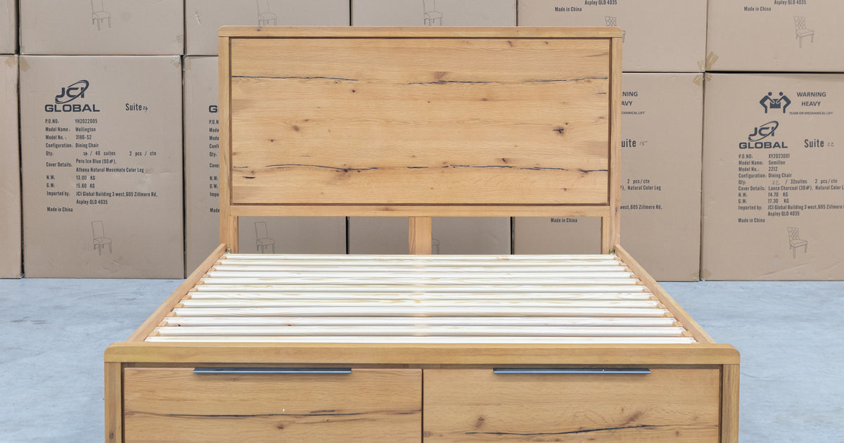 Newfarm Hardwood King Storage Bed Warehouse Furniture Clearance