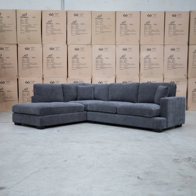 The Oakville Corner Chaise Lounge - Charcoal available to purchase from Warehouse Furniture Clearance at our next sale event.