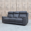 The Panama Three Seater Triple Motor Electric Recliner Lounge - Storm Leather available to purchase from Warehouse Furniture Clearance at our next sale event.