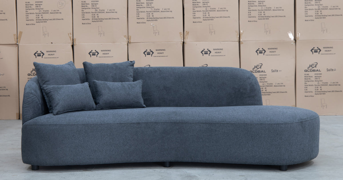 Santorini Curved Chaise Sofa Lance Charcoal Warehouse Furniture