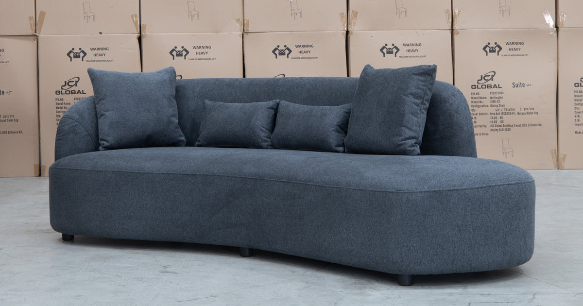 Santorini Curved Chaise Sofa Lance Charcoal Warehouse Furniture