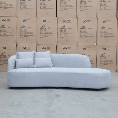 The Santorini Curved Chaise Sofa - Lance Silver available to purchase from Warehouse Furniture Clearance at our next sale event.