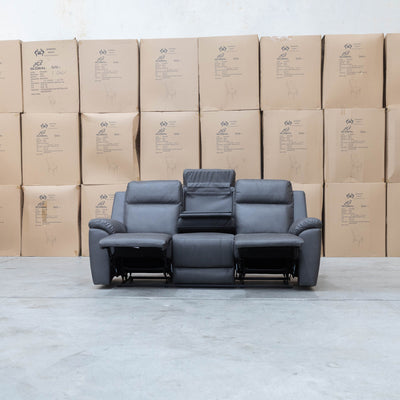 The Bari Three Seat Recliner Lounge - Charcoal available to purchase from Warehouse Furniture Clearance at our next sale event.