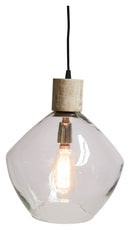 The Classic Glass and Wood Pendant Light - Clear/White Wash - VE44 - Available In-Store Only available to purchase from Warehouse Furniture Clearance at our next sale event.
