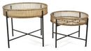 The Set of 2 Bamboo & Metal Tables - Natural - MO05 - Available In-Store Only available to purchase from Warehouse Furniture Clearance at our next sale event.