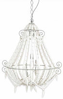 The Iron and Wood Beaded Chandelier Medium - Grey/White - MS12 - Available In-Store Only available to purchase from Warehouse Furniture Clearance at our next sale event.