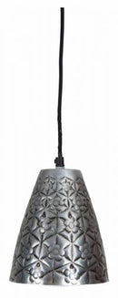 The Aluminium Merakesh ConeEmbossed Pendant Light - Antique Zinc - OS05 - Available In-Store Only available to purchase from Warehouse Furniture Clearance at our next sale event.