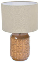 The Chiang Terracotta Table Lamp with Shade - Yellow/Natural - PY17 - Available In-Store Only available to purchase from Warehouse Furniture Clearance at our next sale event.