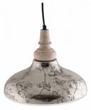 The Small Iron Pendant Light with Wood Top and Matt Inside - Antique Silver/Natural - VE34 - Available In-Store Only available to purchase from Warehouse Furniture Clearance at our next sale event.
