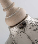 The Small Iron Pendant Light with Wood Top and Matt Inside - Antique Silver/Natural - VE34 - Available In-Store Only available to purchase from Warehouse Furniture Clearance at our next sale event.