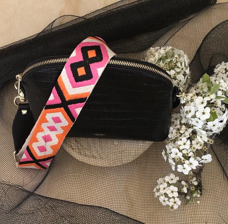 The Bo Ho - Pink & Orange - Bag Strap - Silver Hardware available to purchase from Warehouse Furniture Clearance at our next sale event.