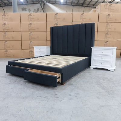 The Chester King Fabric Storage Bed - Charcoal available to purchase from Warehouse Furniture Clearance at our next sale event.