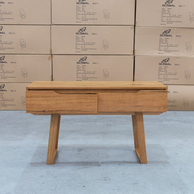 The Tucson Marri Hardwood Two Drawer Hall Table available to purchase from Warehouse Furniture Clearance at our next sale event.