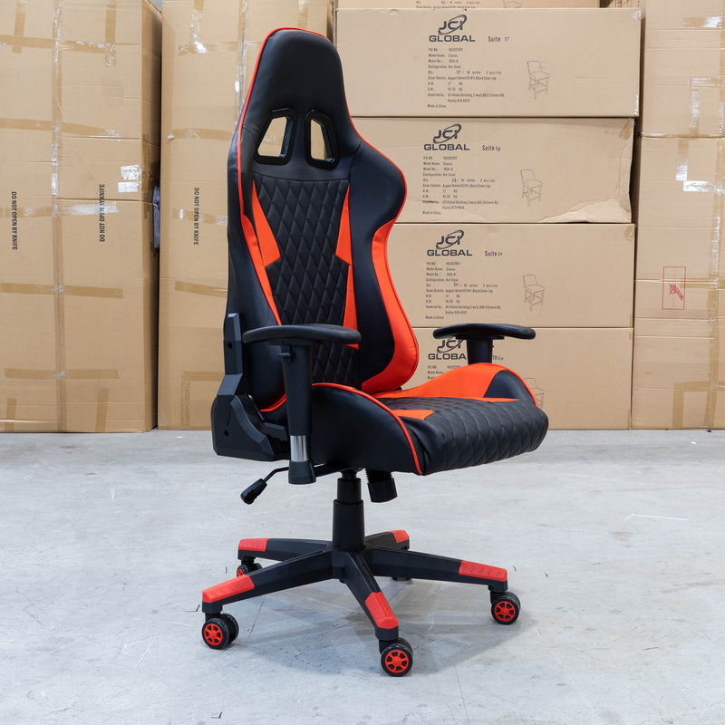 The Saxon Gaming / Office Chair - Black/Red Quilted PU - Available Instore Only available to purchase from Warehouse Furniture Clearance at our next sale event.
