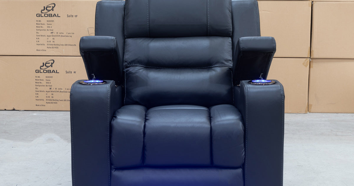 Toronto DualMotor Recliner Black Leather WFC